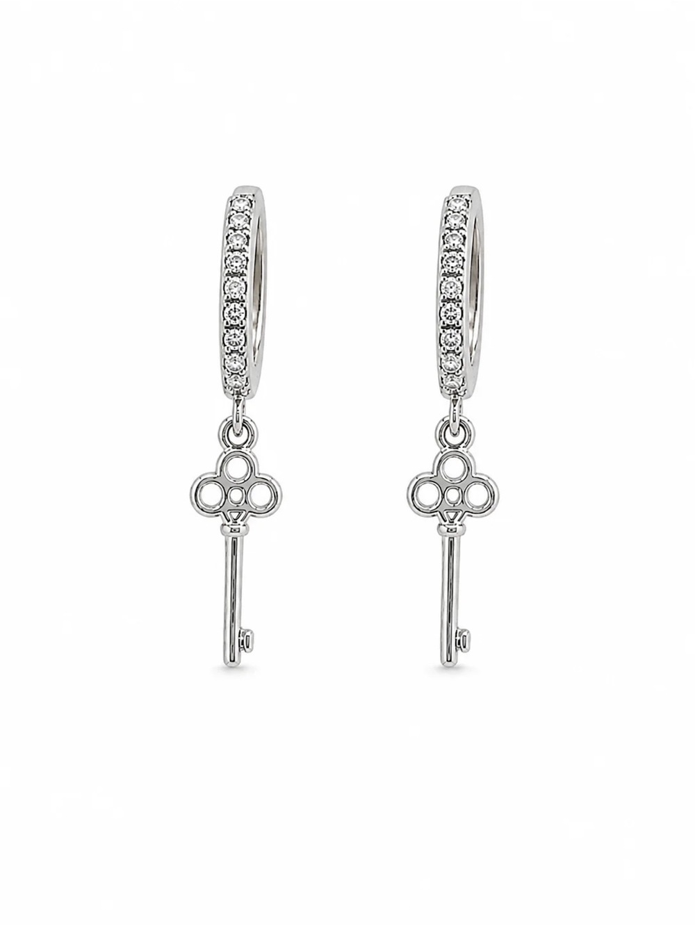 Silver Key Huggie (Style #17)